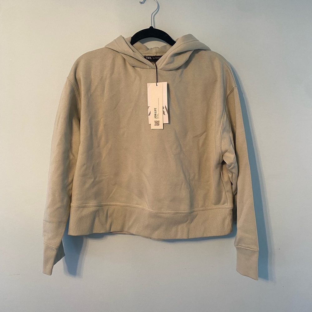 Zara Cropped Hoodie Green